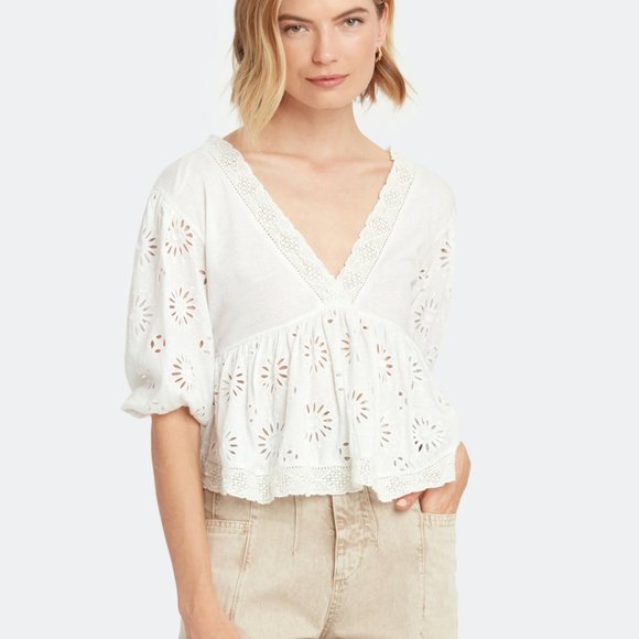 Free People Tops - Free People Prairie Style Sweet Side Eyelet Blouse
